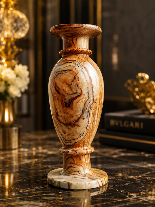 Handcrafted Natural Onyx Stone Vase – Luxury Marble Decorative Flower Vase